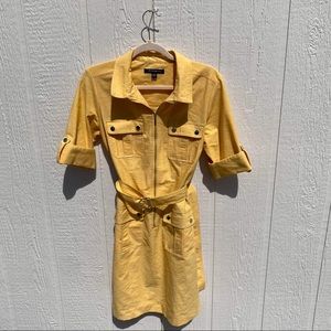 Size 10 Sharagano Golden Yellow Collared Zip Dress